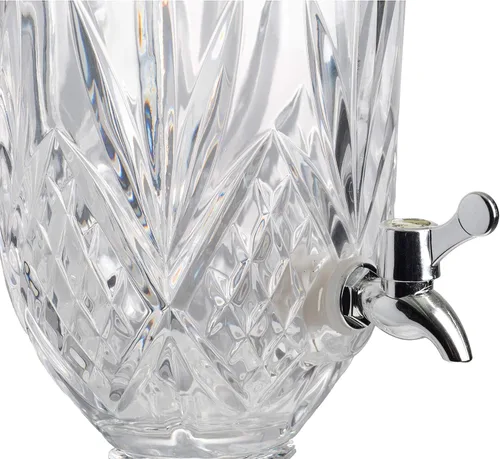 Vista 8 de Dispensador de bebidas de cristal moderno y lujoso dispensador de bebidas base y tapa fiestas, bodas, eventos, catering, 6.7 x 6.7 x 19 pulgadas