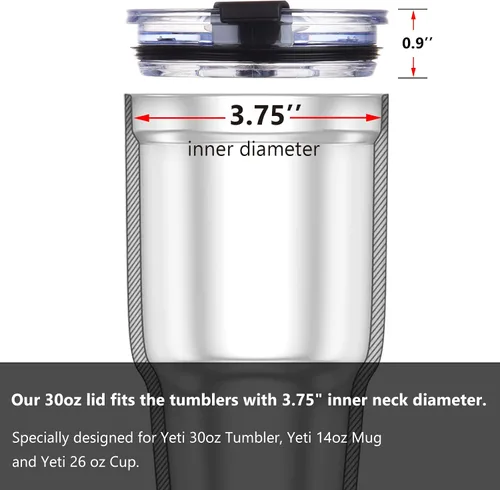 Vista 2 de DOCIK - Tapas de repuesto a prueba de derrames, compatibles con vaso YETI de 30 onzas, tapas abatibles con agujero para pajilla, sin BPA, paquete