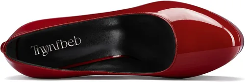 Vista 48 de TNYNFBEB Zapatos de tacón de plataforma alta para mujer, con puntera redonda, sin cordones, básicas, clásicas, de 5.5 pulgadas