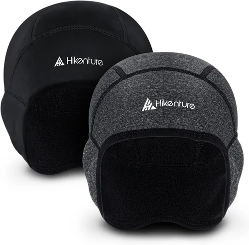 Vista 11 de Hikenture Forro de casco de invierno para hombre y mujer, gorro térmico de cráneo Negro
