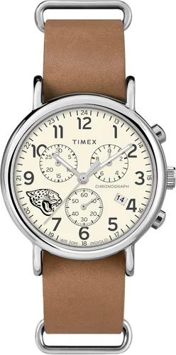 Vista 12 de Timex Tribute NFL Weekender Chrono - Correa de piel de cuarzo para hombre (1.575 in)