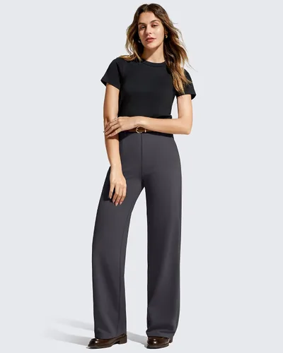 Vista 6 de G4Free EverGoing - Pantalones de vestir de pierna ancha para mujer con Gris-oscuro