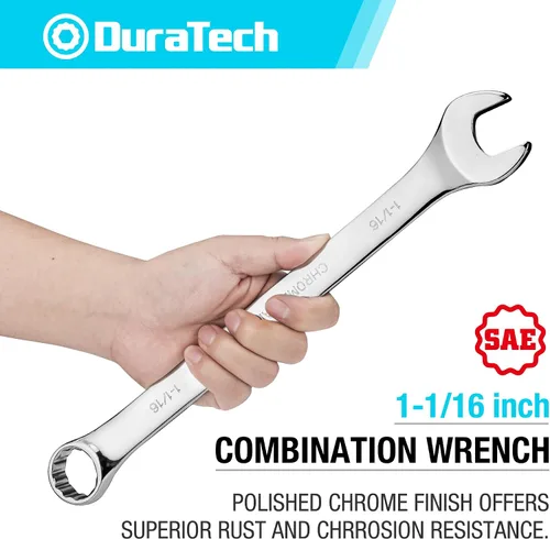 Vista 4 de DURATECH Llave combinada de 1-1/16", SAE, CR-V construida con pulido de espejo, 12 puntos, desplazamiento de 15 grados