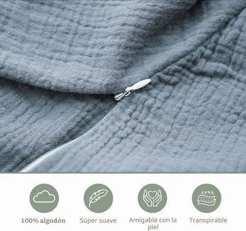 Vista 5 de Juego de 2 fundas de almohada de muselina para lactancia materna