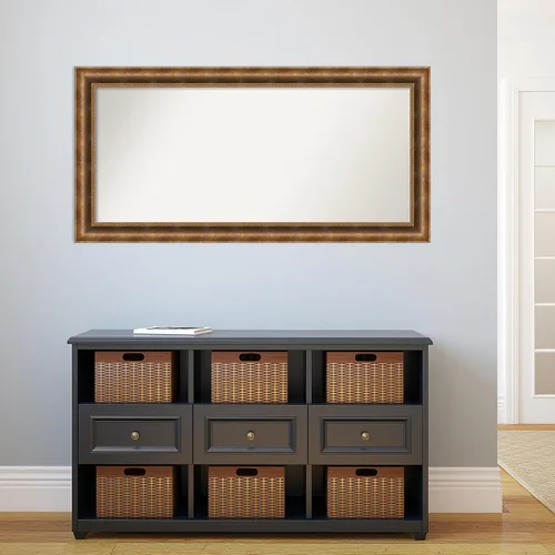 Vista 728 de Amanti Art Espejo de pared personalizado no biselado (25 x 25 pulgadas), marco de bronce acentuado, varios tamaños personalizados, espejo de baño
