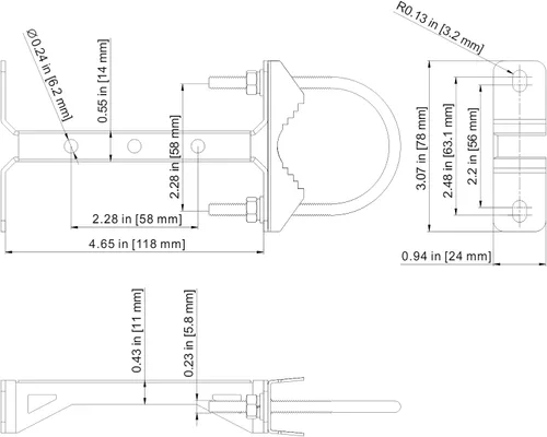 Vista 4 de 2 piezas de antena de acero inoxidable montaje en pared antena mástil abrazadera V soporte de mandíbula kit de accesorios [ sin el poste] para TV CB