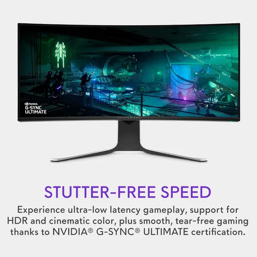 Vista 4 de Alienware - Monitor curvado para juegos Quantom Dot-OLED AW3423DW de 34.18 pulgadas, 3440 x 1440 píxeles a 175 Hz, curvatura 1800R, verdadero 0.1 ms