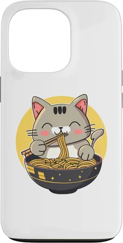 Vista 10 de Funda para iPhone 12/12 Pro Ramen Cat Kawaii Anime Merch Japonés Divertido Neko Noodle Bowl Case