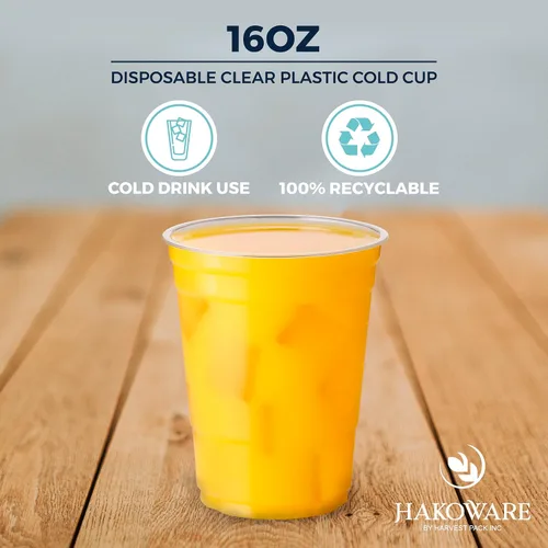 Vista 4 de HAKOWARE de Harvest Pack, 1000 unidades, vasos de plástico ultra transparentes de 16 onzas, vasos desechables para fiestas de boda, vasos