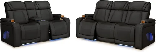 Vista 14 de Seatcraft Endeavour - Sofá de cine en casa, color negro, con mesa plegable