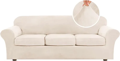 Vista 44 de H.VERSAILTEX - Funda elástica para sofá de 2 piezas, funda protectora de terciopelo, suave, con parte inferior elástica, con un ancho de hasta 49