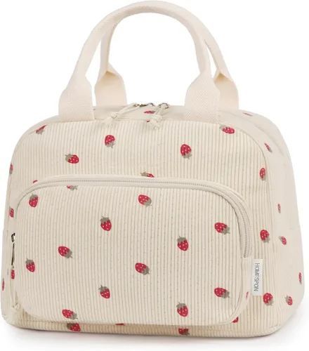 Vista 9 de HOMESPON Bolsa de Almuerzo para Mujeres Hombres Adultos con Bolsillo Frontal Bonita Pana Aislada Bolsa de Almuerzo Tote Gran Capacidad Caja
