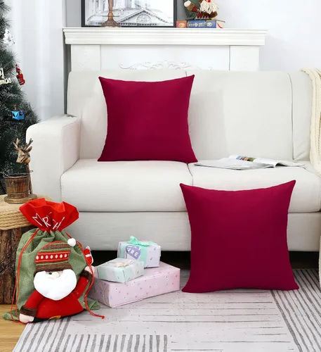 Vista 4 de Jeneoo Juego de 2 fundas decorativas para cojines de terciopelo suave y cómodo, funda sólida para cojín de sofá, decoración