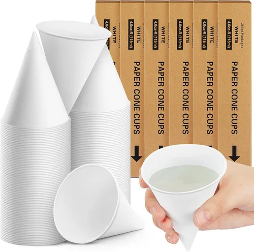 Vista 16 de Roshtia 100 tazas de cono de papel de 6 onzas gruesas desechables para hielo afeitado, dispensador de enfriador de agua para granizados