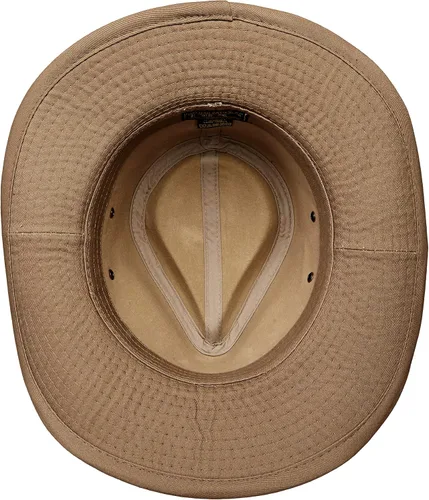 Vista 3 de Dorfman Pacific sombrero lavado con interior de tela cruzada con ribete de cuero auténtico