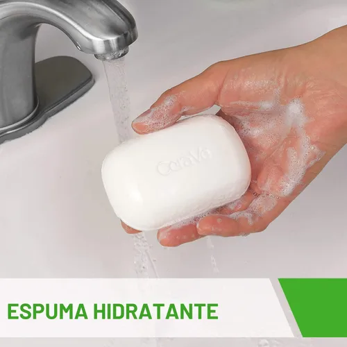 Vista 3 de Barra de Limpieza Hidratante CeraVe, Limpiador Corporal y Facial Sin Jabón con 5% Crema Hidratante, Sin Fragancia, Paquete de 3, 4.5 Onzas Cada Una