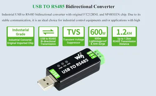 Vista 2 de 2PCS Industrial USB a RS485 Convertidor bidireccional Placa Adaptadora con Original FT232RNL y SP485EEN Chip Comunicación Rápida hasta 0.7 mi