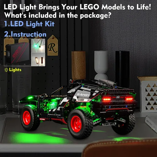 Vista 4 de LocoLee Kit de luces LED compatible con Lego Audi RS Q e-tron 42160, 2023, juego de iluminación creativa, accesorios compatibles con Lego Technic