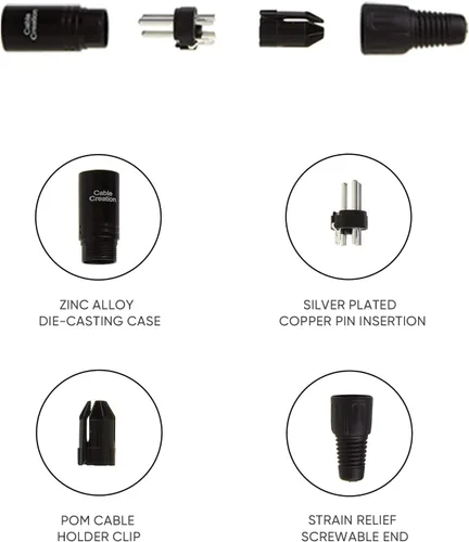 Vista 6 de CableCreation 3Pin XLR macho x 1 + 3 pines XLR hembra* 1, conector adaptador de micrófono, 2 pares, conector de cargador de micrófono macho y hembra