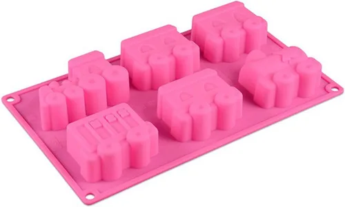 Vista 5 de Joyeee Molde de silicona para pastel de tren, 1 molde antiadherente de 6 cavidades para hornear para brownies de chocolate, tazas de magdalenas