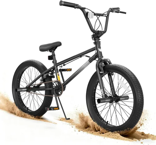 Vista 17 de KORIMEFA Bicicleta BMX Freestyle 18 20 pulgadas para niños y niños, bicicleta de trucos para 7-12 años, pernos Pro/Guro a elegir, marco de acero