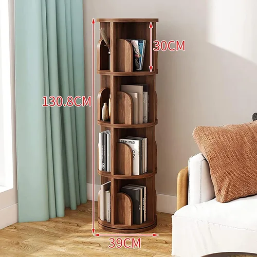 Vista 7 de QQXX Estantería giratoria de madera maciza, estantería giratoria redonda de 360 grados, estantería de pie para niños y adultos, estante esquinero