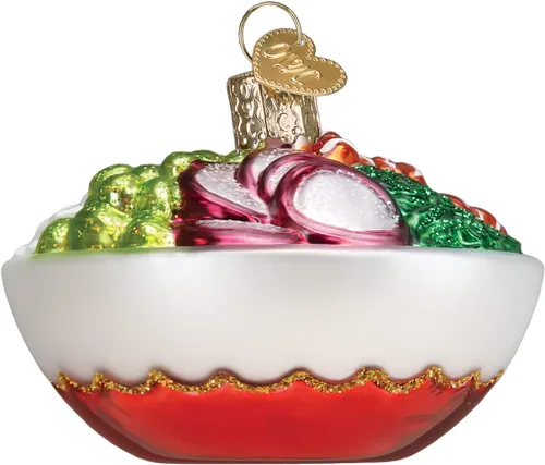 Vista 2 de Old World Christmas Poke Bowl - Adorno de vidrio soplado para árbol de Navidad, decoración navideña artesanal, colección de alimentos