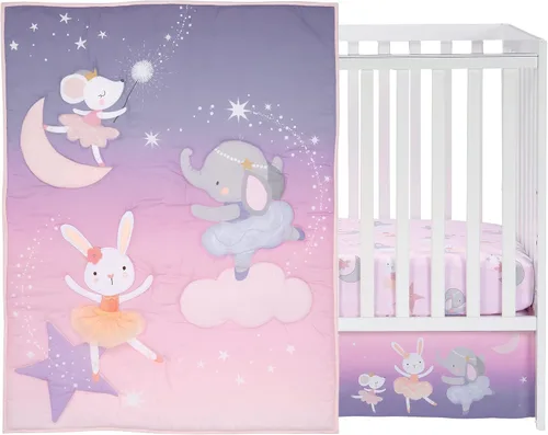 Vista 2 de Bedtime Originals Tiny Dancer - Juego de cama para cuna de bebé (3 piezas), diseño de elefante