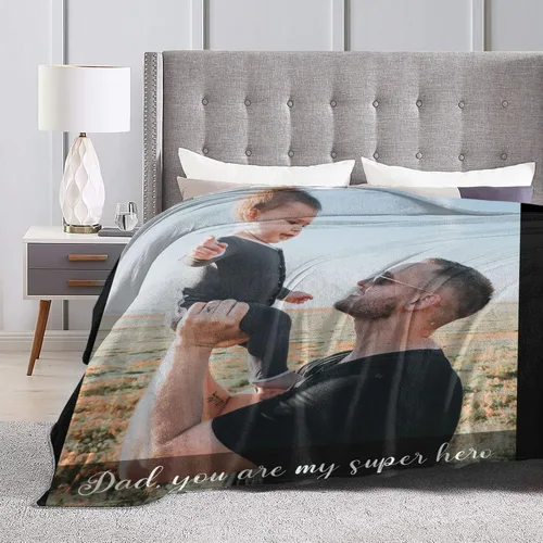 Vista 6 de Mantas personalizadas con fotos para mujeres y hombres, regalos de cumpleaños conmemorativos, manta personalizada de franela suave con mis propias