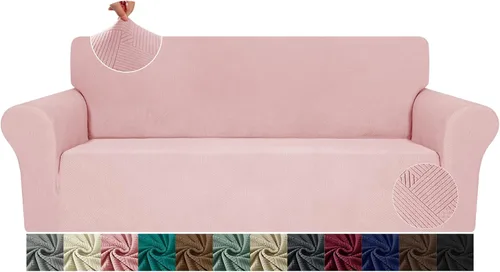 Vista 11 de JIVINE - Funda para sofá biplaza, 1 pieza elástica para sofá de 2 cojines, protector de muebles con parte inferior elástica para niños y mascotas