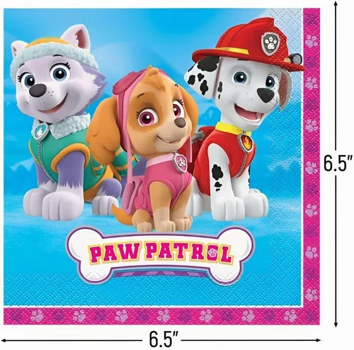 Vista 2 de Artículos para fiesta de cumpleaños Paw Patrol, servilletas, niña, Rosado