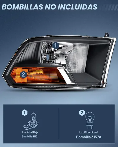 Vista 2 de Nilight Conjunto de faros delanteros para Dodge Ram 1500 2500 3500 2009 2010 2011 2012 modelo de doble haz, repuesto de faros originales