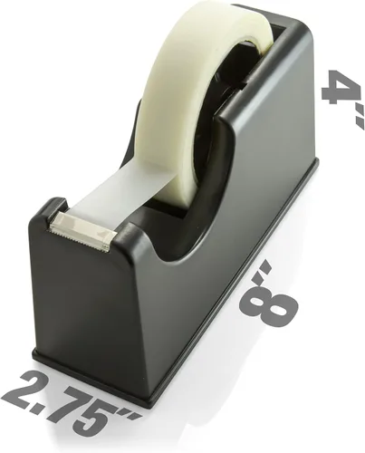 Vista 2 de Officemate Dispensador de cinta resistente 2 en 1 con núcleo de 1 pulgada y 3 pulgadas, negro (96699)