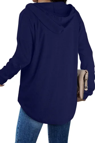 Vista 4 de Bofell Sudaderas con capucha de moda para mujer, sudaderas de gran tamaño, camisas largas de ajuste holgado