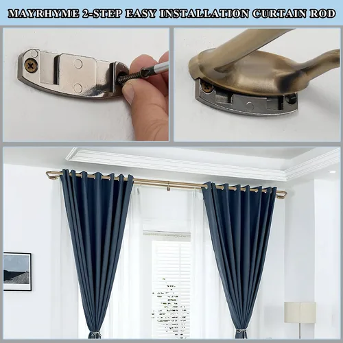 Vista 5 de Barras de cortina dobles, barra de cortina envolvente para ventanas, empalme interno de 1 pulgada delantera y 5/8 pulgadas trasera ajustable