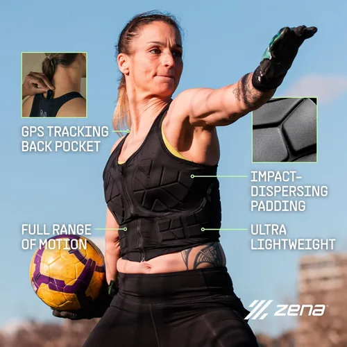 Vista 4 de Zena Sport - Chaleco protector de pecho para adultos para mujer - Chaleco de compresión acolchado con cremallera frontal - para deportes