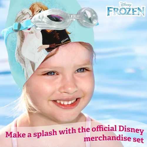 Vista 3 de Disney Children's Swim Goggles and Swim Cap Set Anti-Fog UV Protection