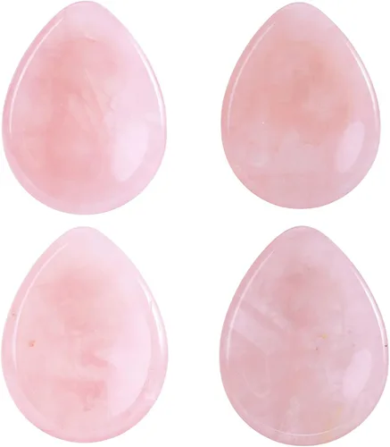 Vista 8 de TUMBEELLUWA Juego de 4 piedras de lágrima y pulgar, piedras curativas de chakras para aliviar la ansiedad, piedras de bolsillo de cuarzo pulido, 7 7