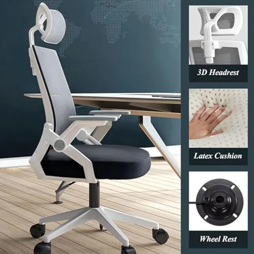 Vista 3 de Ergonomic Desk Office Chair with Adjustable Lumbar Support, High Back Mesh Computer Chair with Headrest and Flip-up Armrests Task Chair for Home