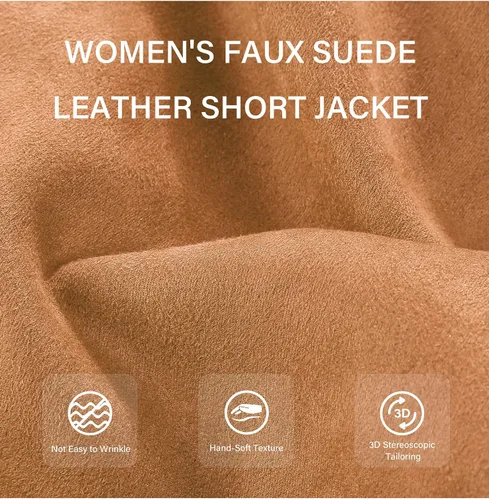 Vista 5 de Bellivera - Chaqueta de piel sintética para mujer, con forro de sherpa y cuello de piel desmontable