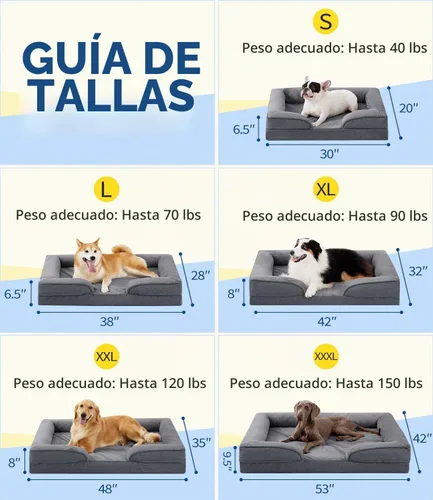 Vista 8 de Made4pet - Cama grande para perro, sofá ortopédico de espuma para perros, sofá cama para mascotas de 38 pulgadas con funda impermeable lavable, Gris