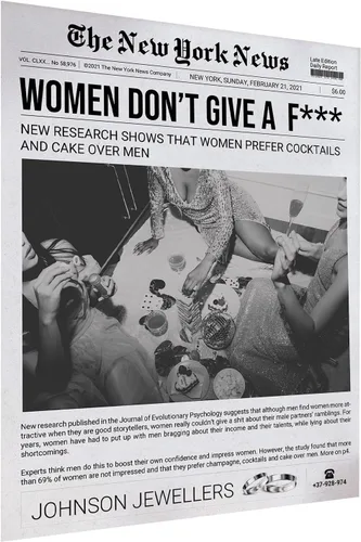 Vista 43 de Divertida decoración artística de pared, para mujeres, busca dónde los hombres obtienen la audacia, impresión de periódicos, portada de revista