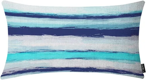 Vista 12 de EKOBLA Fundas de almohada decorativas de lino con textura retro abstracta, azul, cian, rojo, amarillo, para cama, sofá, rectangular, rectangular, 12