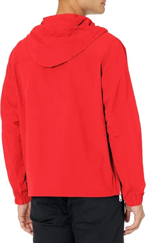 Vista 2 de Tommy Hilfiger - Chaqueta rompevientos con capucha para hombre, estilo retro, ligera, resistente al agua