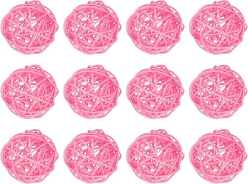 Vista 11 de MECCANIXITY 12 bolas decorativas de mimbre de ratán de 2 pulgadas para rellenos de jarrones, bodas, jardines, fiestas de pasillo, color negro