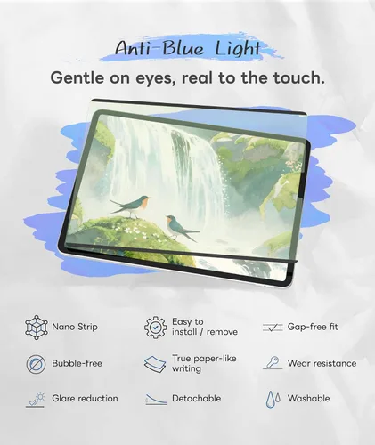 Vista 3 de EIP Protector de pantalla desmontable para iPad A16/10th, antiluz azul para ojos, nano tira reutilizable, fácil de instalar y quitar, antirreflejo