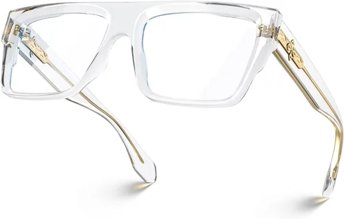 Vista 9 de VISOONE Square TR90 Non-Prescription UV400 Anti-Glare Computer Glasses Negro