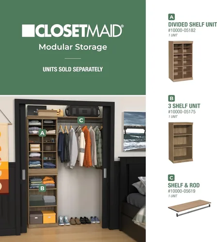 Vista 12 de ClosetMaid - Unidad de almacenamiento modular apilable de 3 estantes, color arena