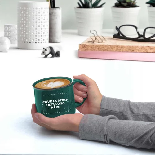 Vista 7 de DISCOUNT PROMOS Tazas de Café de Cerámica Personalizadas para Fogata de 13 oz. Juego de 100, Paquete Personalizado a Granel - Perfecto para Té