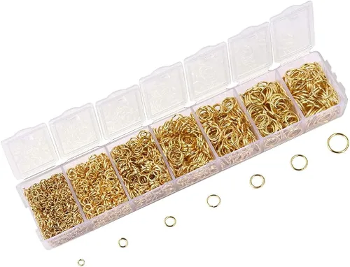 Vista 2 de LANBEIDE 4592 anillos chapados en oro de 0.118 in, 0.157 in, 0.197 in, 0.236 in, 0.276 in, 0.315 in, 0.394 in, plata + oro para fabricación de joyas